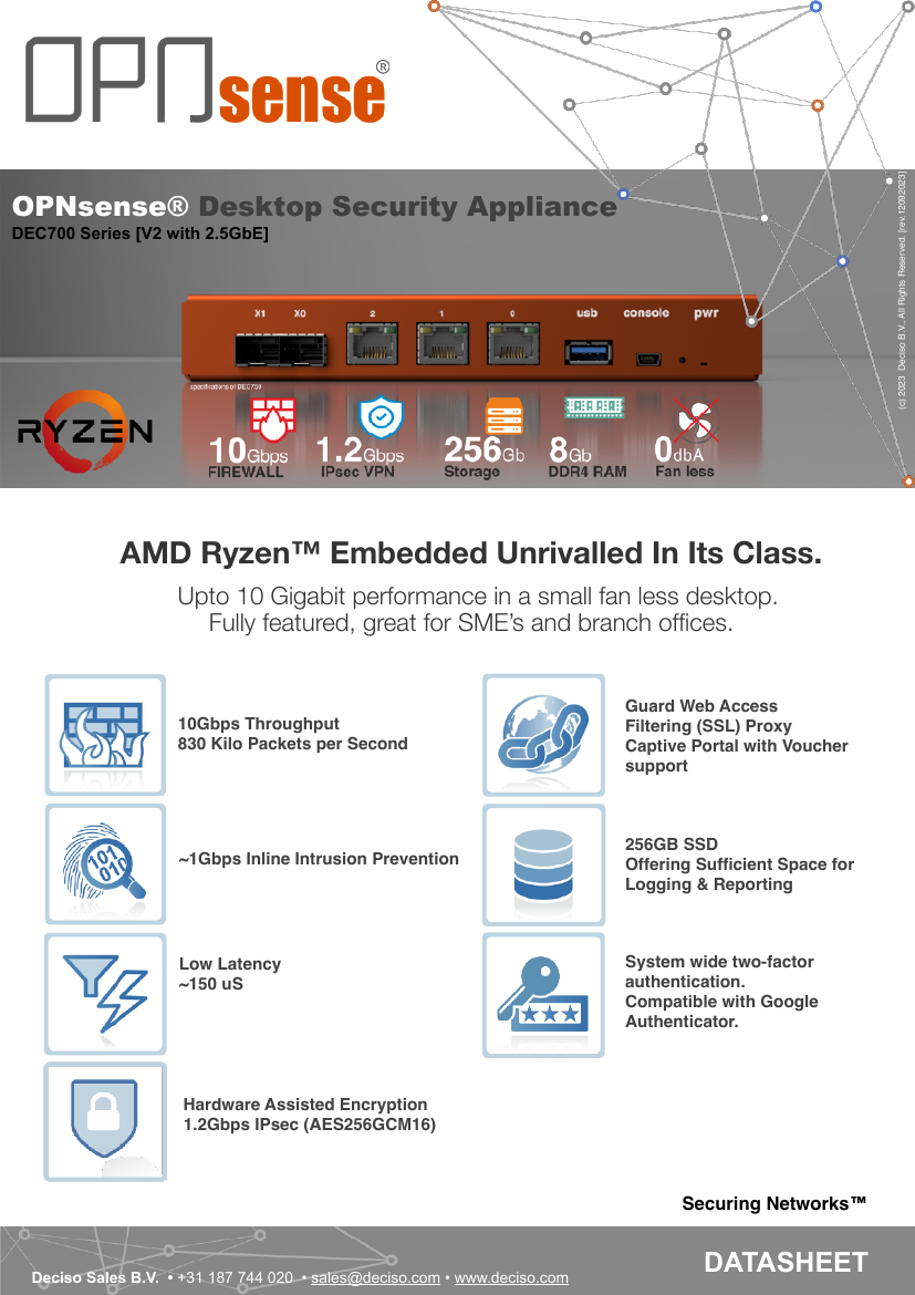 Appliance de seguridad OPNsense DEC700 y resumen de prestaciones